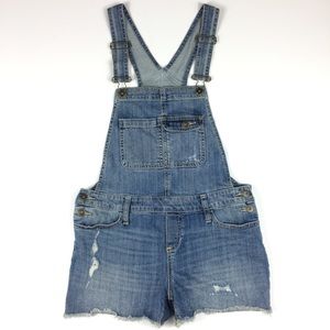 Mossimo Distressed Denim Short Overalls